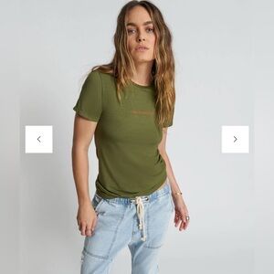 NWT One Teaspoon BURNT OLIVE LOGO FITTED TEE Sz Small